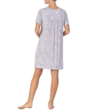 40WINKS Animal Print Short Sleeve Round Neck Jersey Knit Sleepshirt
