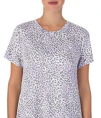 40WINKS Animal Print Short Sleeve Round Neck Jersey Knit Sleepshirt