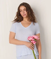 40WINKS Animal Print Short Sleeve Tee & Cropped Pant Jersey Knit Pajama Set