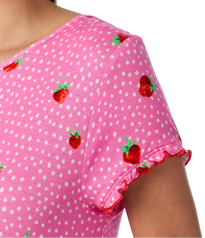 40WINKS Berry Print Short Sleeve Round Neck Jersey Knit Sleepshirt