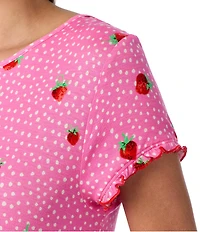 40WINKS Berry Print Short Sleeve Round Neck Jersey Knit Sleepshirt