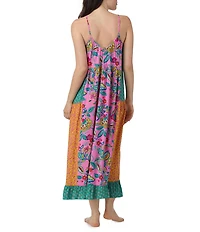 40WINKS Boho Blooms Print Sleeveless V-Neck Woven Long Chemise