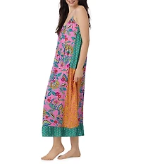 40WINKS Boho Blooms Print Sleeveless V-Neck Woven Long Chemise