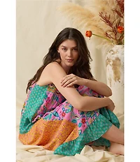 40WINKS Boho Blooms Print Sleeveless V-Neck Woven Long Chemise