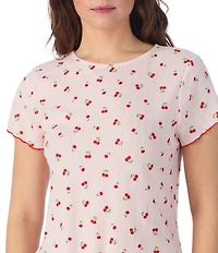 40WINKS Cherry Print Short Sleeve Crew Neck Knit Boxer Pajama Set