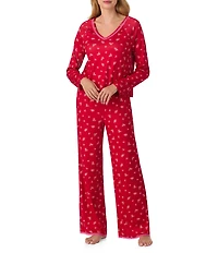 40WINKS Ditsy Floral Pointelle Knit Long Sleeve V-Neck Long Pajama Set