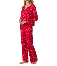40WINKS Ditsy Floral Pointelle Knit Long Sleeve V-Neck Long Pajama Set