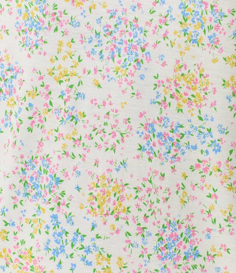 40WINKS Ditsy Floral Print Short Sleeve Round Neck Jersey Knit Cropped Pajama Set