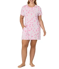 40WINKS Floral Print Short Sleeve Crew Neck Jersey Knit Sleepshirt