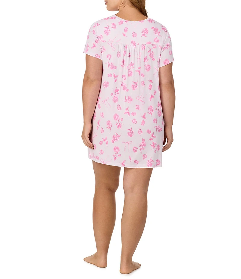 40WINKS Floral Print Short Sleeve Crew Neck Jersey Knit Sleepshirt