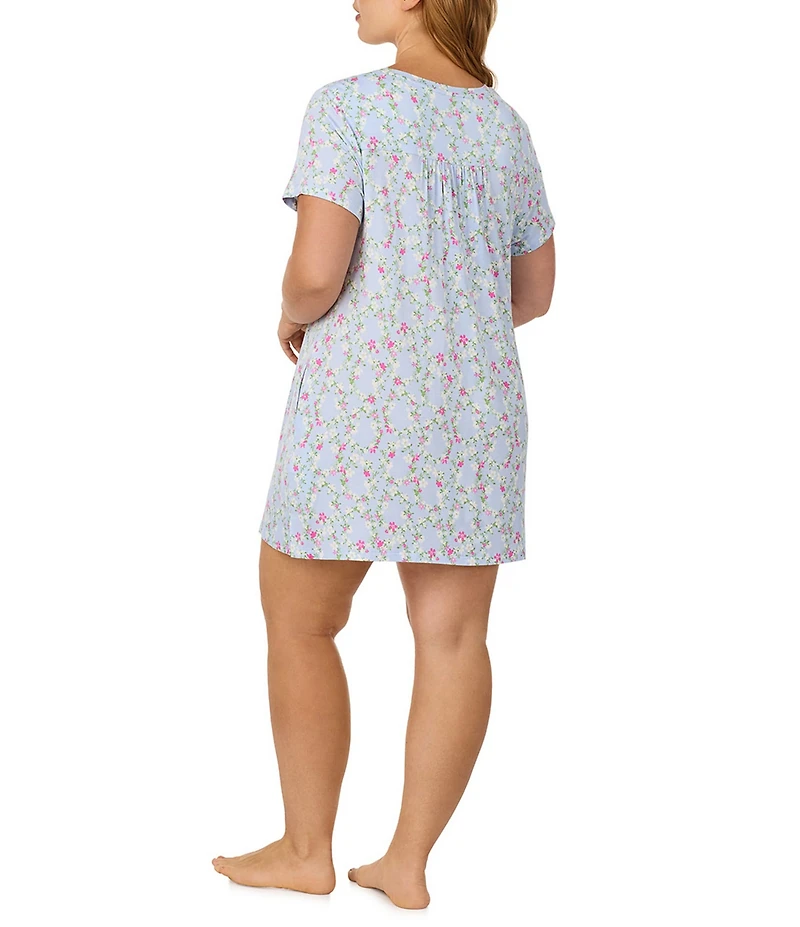 40WINKS Floral Print Short Sleeve Round Neck Jersey Knit Sleepshirt