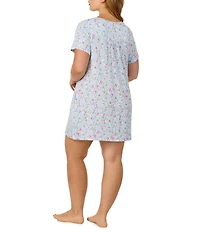 40WINKS Floral Print Short Sleeve Round Neck Jersey Knit Sleepshirt