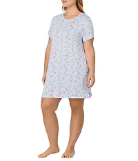 40WINKS Floral Print Short Sleeve Round Neck Jersey Knit Sleepshirt