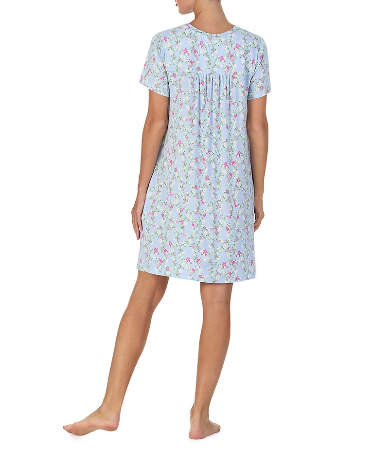 40WINKS Floral Print Short Sleeve Round Neck Jersey Knit Sleepshirt