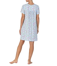 40WINKS Floral Print Short Sleeve Round Neck Jersey Knit Sleepshirt