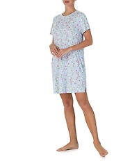 40WINKS Floral Print Short Sleeve Round Neck Jersey Knit Sleepshirt