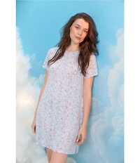 40WINKS Floral Print Short Sleeve Round Neck Jersey Knit Sleepshirt