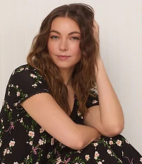 40WINKS Floral Print Short Sleeve Tee & Cropped Pant Jersey Knit Pajama Set