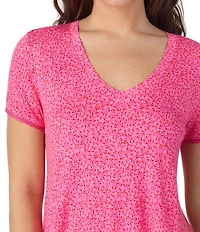 40WINKS Floral Print Short Sleeve Tee & Cropped Pant Jersey Knit Pajama Set