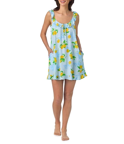 40WINKS Lemon Print Sleeveless Scoop Neck Woven Chemise