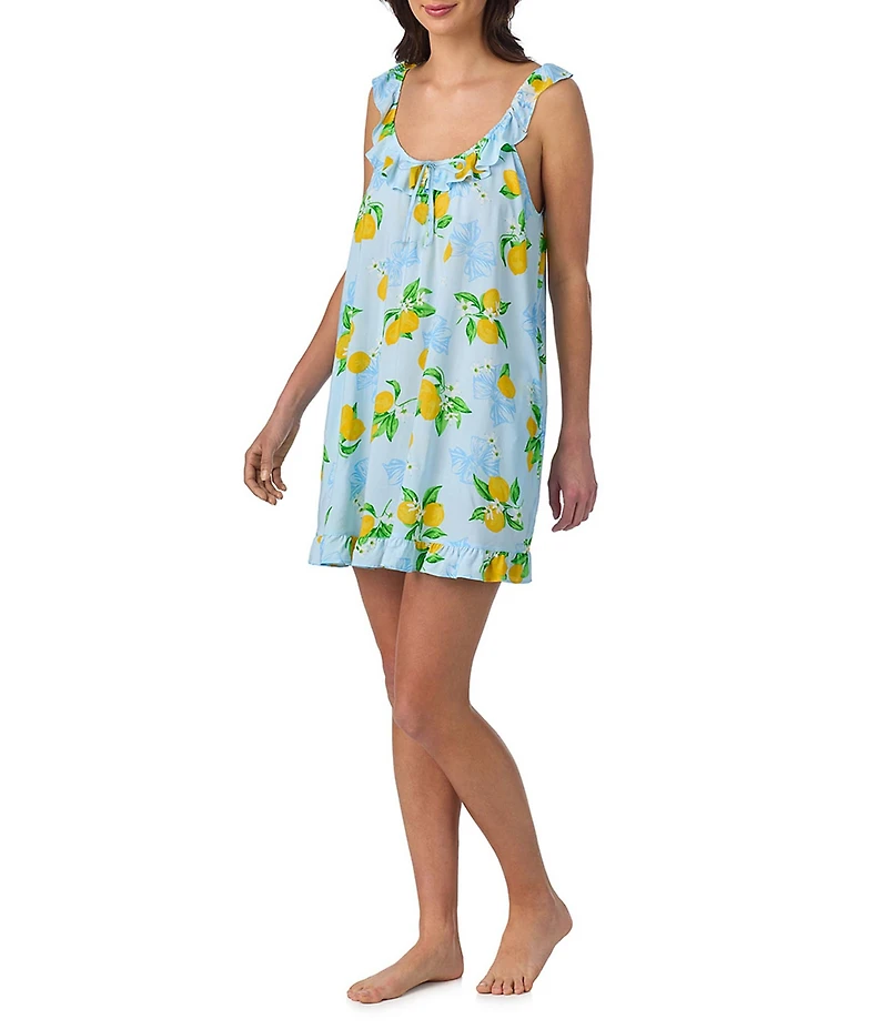 40WINKS Lemon Print Sleeveless Scoop Neck Woven Chemise