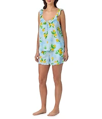40WINKS Lemon Print Sleeveless Scoop Neck Woven Shorty Pajama Set