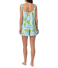 40WINKS Lemon Print Sleeveless Scoop Neck Woven Shorty Pajama Set