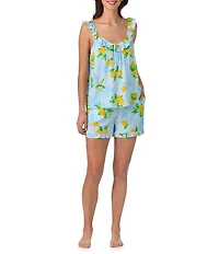 40WINKS Lemon Print Sleeveless Scoop Neck Woven Shorty Pajama Set