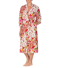 40WINKS Patchwork Floral Print Long Sleeve Woven Maxi Wrap Robe