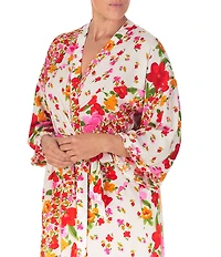 40WINKS Patchwork Floral Print Long Sleeve Woven Maxi Wrap Robe