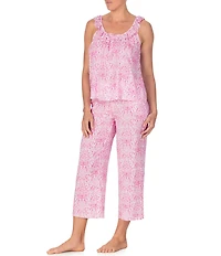 40WINKS Peacock Toile Print Sleeveless Scoop Neck Woven Cropped Pajama Set