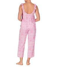 40WINKS Peacock Toile Print Sleeveless Scoop Neck Woven Cropped Pajama Set