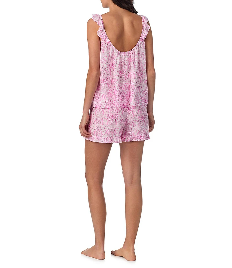 40WINKS Peacock Toile Sleeveless Scoop Neck Woven Shorty Pajama Set
