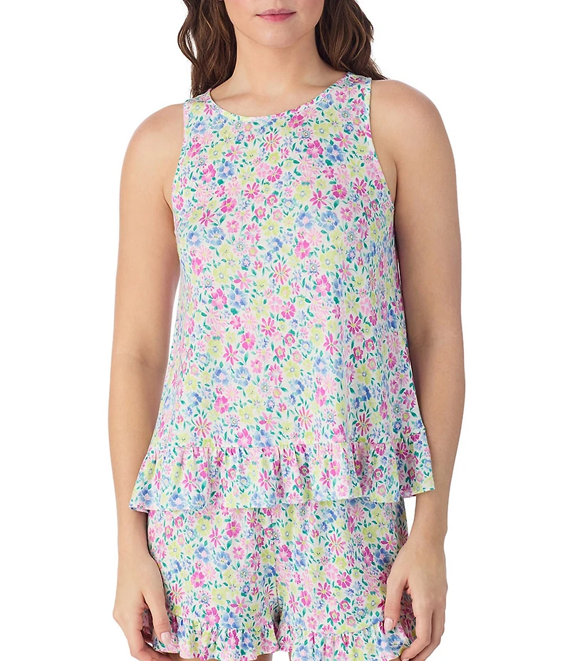 40WINKS Sleeveless Round Neck Jersey Knit Ditsy Floral Shorty Pajama Set