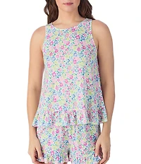 40WINKS Sleeveless Round Neck Jersey Knit Ditsy Floral Shorty Pajama Set