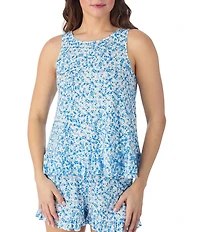 40WINKS Sleeveless Round Neck Jersey Knit Floral Print Shorty Pajama Set