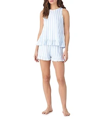 40WINKS Sleeveless Round Neck Jersey Knit Striped Shorty Pajama Set