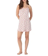 40WINKS Sleeveless V-Neck Brushed Pointelle Cherry Print Chemise