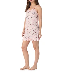 40WINKS Sleeveless V-Neck Brushed Pointelle Cherry Print Chemise