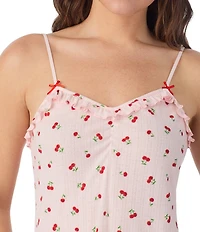 40WINKS Sleeveless V-Neck Brushed Pointelle Cherry Print Chemise