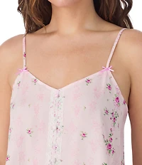 40WINKS Sleeveless V-Neck Cami & Shorty Floral Satin Pajama Set