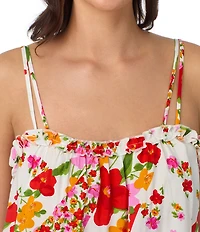 40WINKS Woven Patchwork Floral Sleeveless Scoop Neck Cami & Cropped Pant Pajama Set