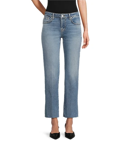 7 For All Mankind Calie Mid-Rise Straight Leg Cropped Jeans