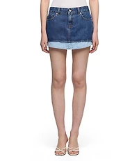 7 For All Mankind Cherry Contrast Denim Micro Mini Skirt