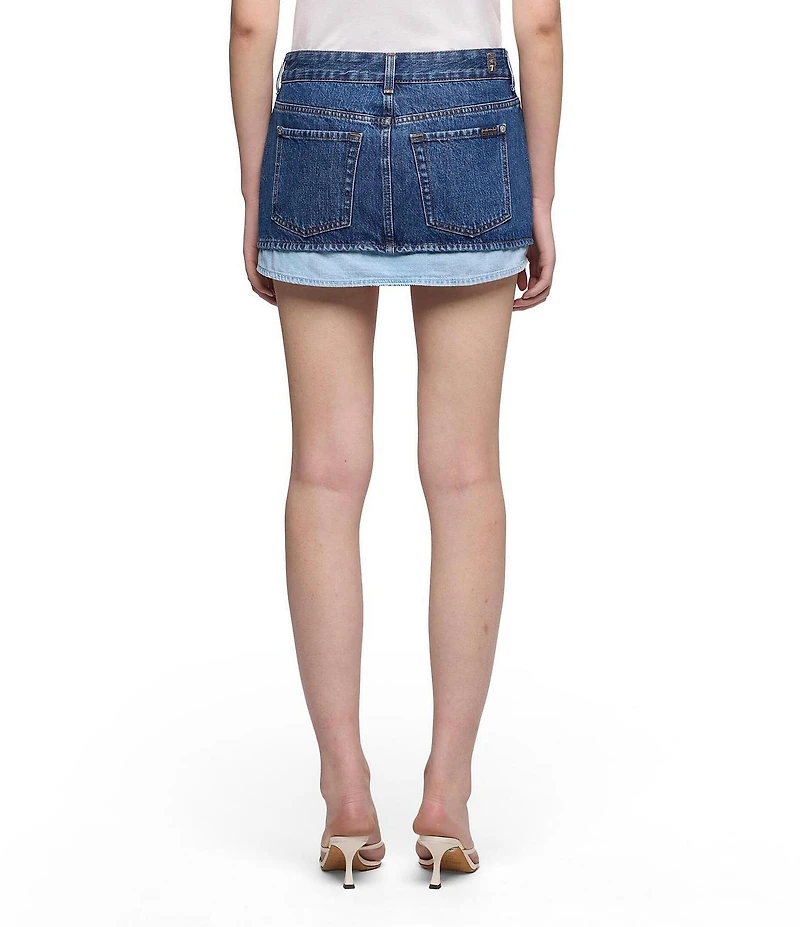 7 For All Mankind Cherry Contrast Denim Micro Mini Skirt
