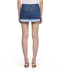 7 For All Mankind Cherry Contrast Denim Micro Mini Skirt
