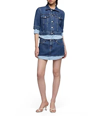 7 For All Mankind Cherry Contrast Denim Micro Mini Skirt