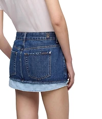 7 For All Mankind Cherry Contrast Denim Micro Mini Skirt