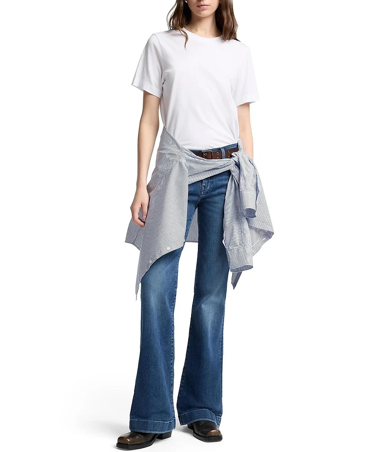 7 For All Mankind Dojo Dark Wash Mid-Rise Flare Leg Denim Jeans