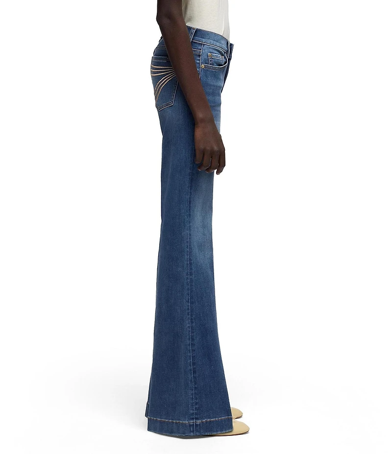 7 For All Mankind Dojo Mid-Rise Trouser Flare Leg Denim Jeans